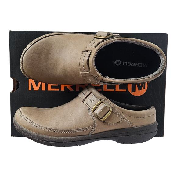 MERRELL Women's 5 M Encore Kassie Brindle Mules Shoes Leather Slip On Buckle NEW - Picture 1 of 10